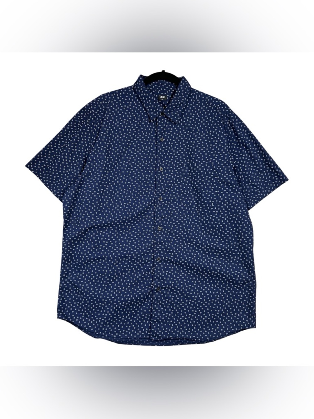 Uniqlo Floral Print Button Up Short Sleeve Mens Sz XL Blue